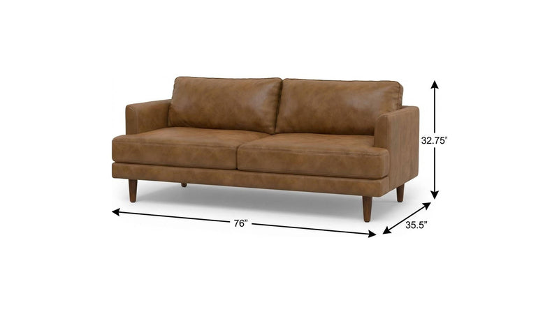 76" Leather Sofa - Brown