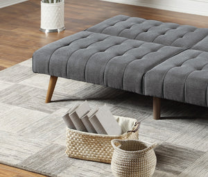 Blue Grey Modern Convertible Sofa 1pc Set Couch Polyfiber Plush Tufted Cushion Sofa Living Room Furniture Wooden Legs