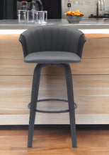 Load image into Gallery viewer, 30" Faux Leather Swivel Bar Height Bar Chair - Dark Gray And Black

