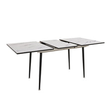 Load image into Gallery viewer, Modern Industrial Expandable Dining Table 47" To With Marble Pattern Top And Metal Legs - White
