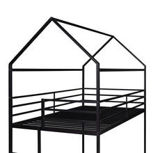 Load image into Gallery viewer, Bunk Beds for Kids Twin over Twin,House Bunk Bed Metal Bed Frame Built-in Ladder,No Box Spring Needed Black
