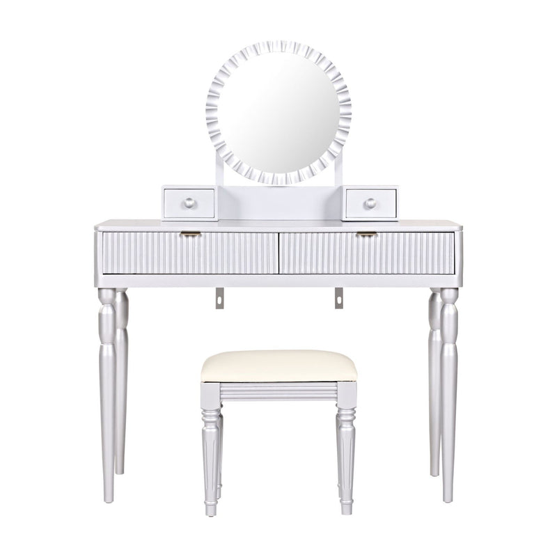 39" Vanity Two Drawer Dresser - Silver