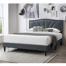 Load image into Gallery viewer, Bed With Nailhead Trim Accents, Upholstered Platform Frame

