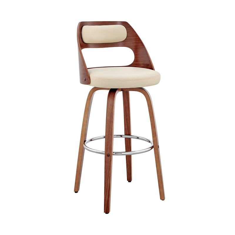 26" Faux Leather Swivel Counter Height Bar Chair - Cream And Brown