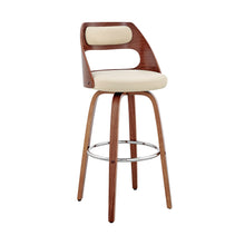 Load image into Gallery viewer, 26" Faux Leather Swivel Counter Height Bar Chair - Cream And Brown
