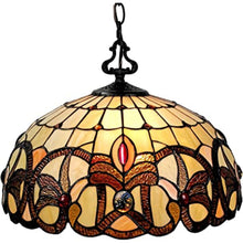 Load image into Gallery viewer, 16" Tiffany Style Stained Glass Two Light Glass Dimmable Ceiling Light - Beige
