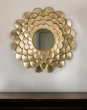 Load image into Gallery viewer, 32" Scalloped Iron Framed Accent Mirror - Gold

