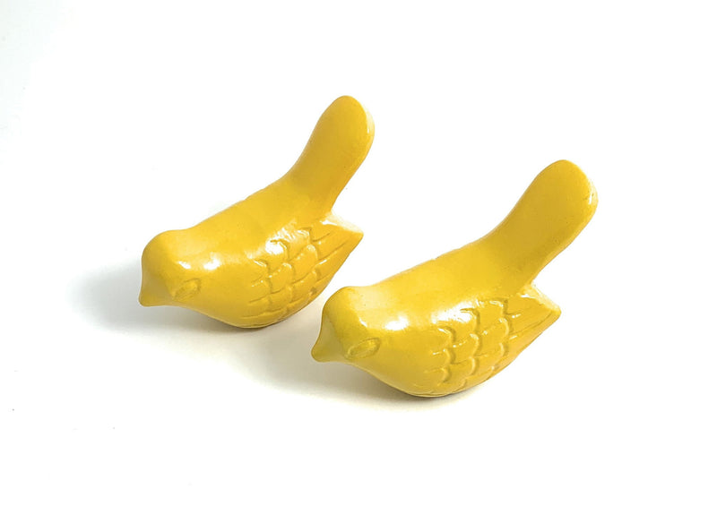 Bird Bird Figurine Tabletop Sculpture (Set of 2) - Yellow
