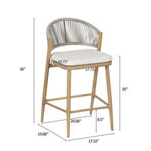 Load image into Gallery viewer, Outdoor 26&quot; Counter Height Metal Frame Counter Stools With Scallop Shaped Backrest &amp; Water Resistant Cushions
