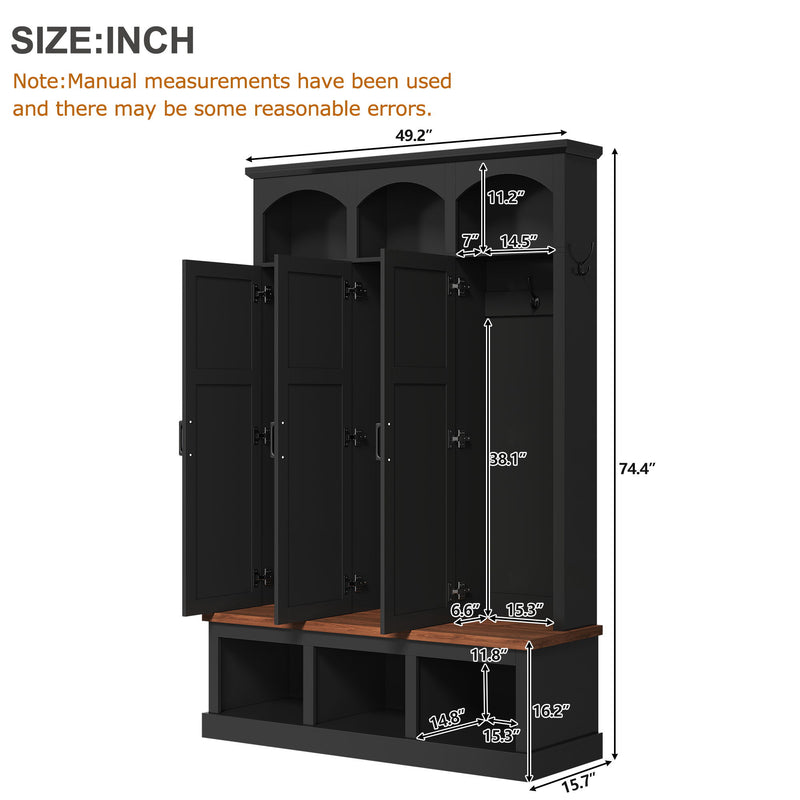Classic Arched Design Hall Tree With 3 Hidden Storage