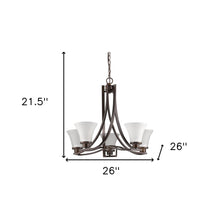 Load image into Gallery viewer, Candle Style Five Light Frosted Metal Dimmable Chandelier With Shades - Bronze / White
