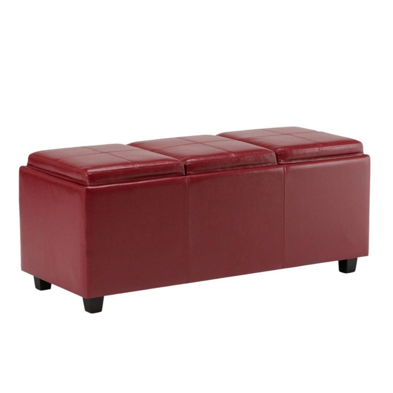 42" Upholstery Storage Ottoman - Dark Brown / Red