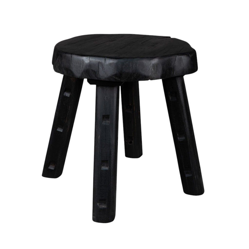 19" Solid Wood Round End Table - Black
