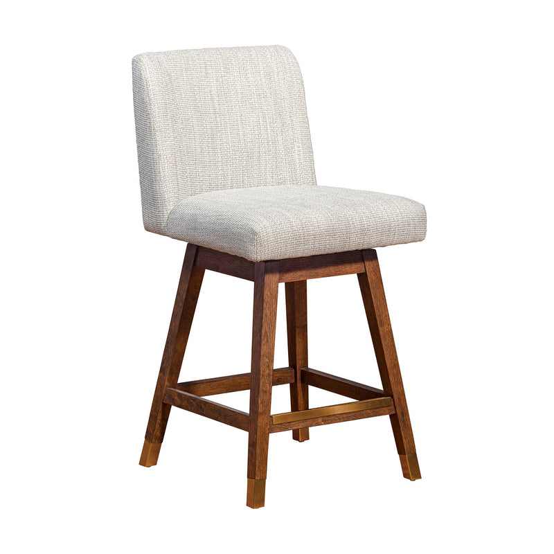 26" Solid Wood Swivel Bar Height Bar Chair - Beige And Brown