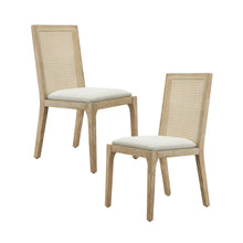 Load image into Gallery viewer, Dining Chair With Synthetic Cane Back And Upholstered Seat (Set of 2) - Natural
