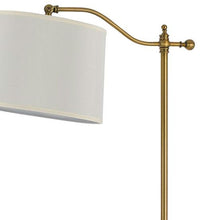 Load image into Gallery viewer, Adjustable Height Swing Arm Floor Lamp With White Fabric Shade - Bronze
