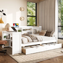 Load image into Gallery viewer, Corner Daybed With Storage Drawers, Desk, Charging Port &amp; Bookcase
