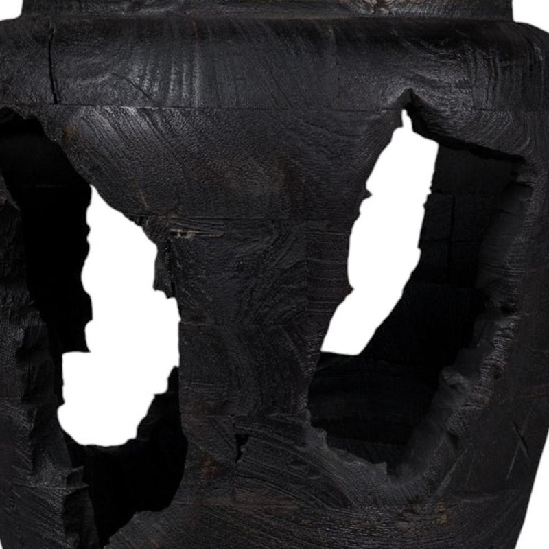 Modern Abstract Table Vase With Sculptural Details - Black
