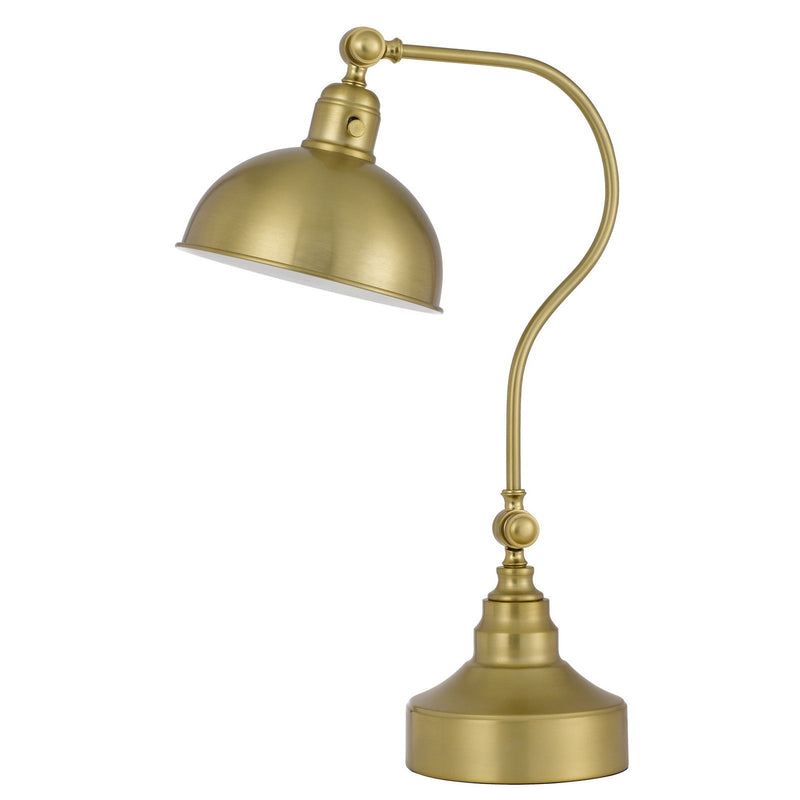 Metal Lantern Desk Table Lamp With Antiqued Brass Dome Shade - Antiqued Brass