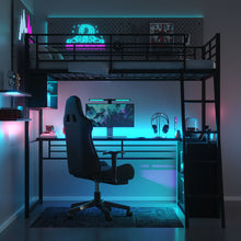 Load image into Gallery viewer, Loft Bed With LED Desk And 4 Storage Shelves
