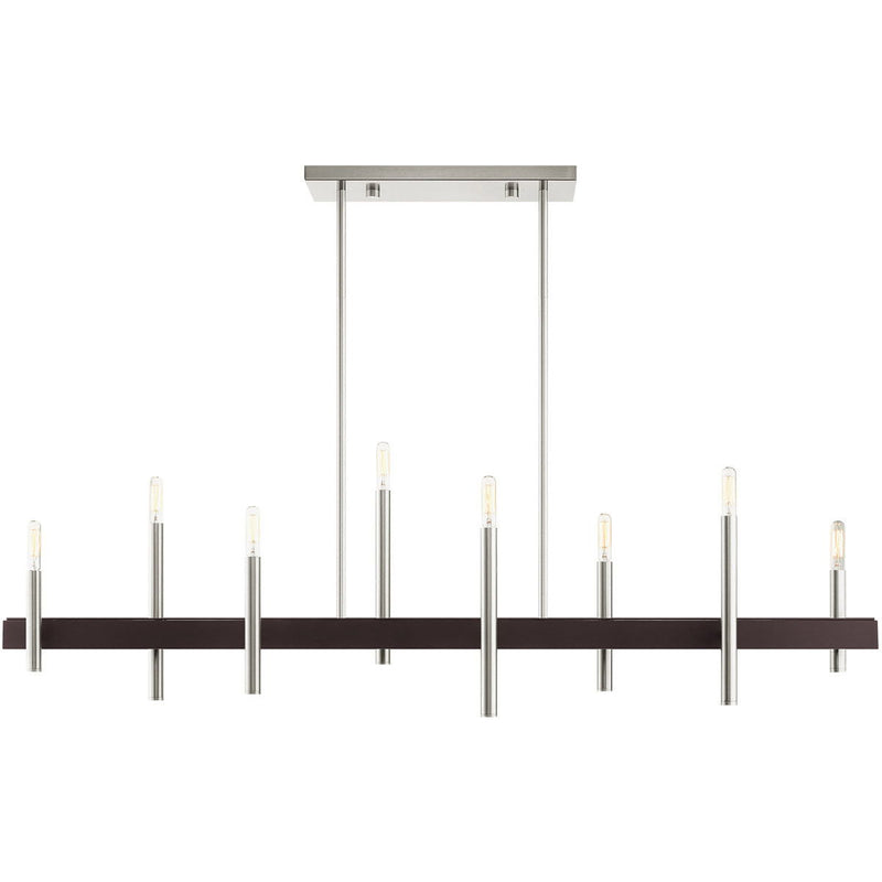 24" Eight Light Dimmable Chandelier With Shades - Nickel