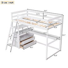 Load image into Gallery viewer, Modern Loft Bed With Built In Desk, Shelves, And 2 Drawers
