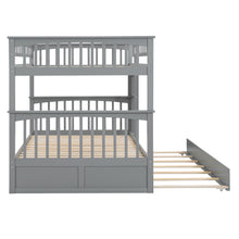 Load image into Gallery viewer, Full over Full Bunk Bed with Twin Size Trundle, Convertible Beds, Gray
