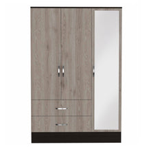 Load image into Gallery viewer, Three Door Wardrobe Closet With Mirror - Light Oak / Black
