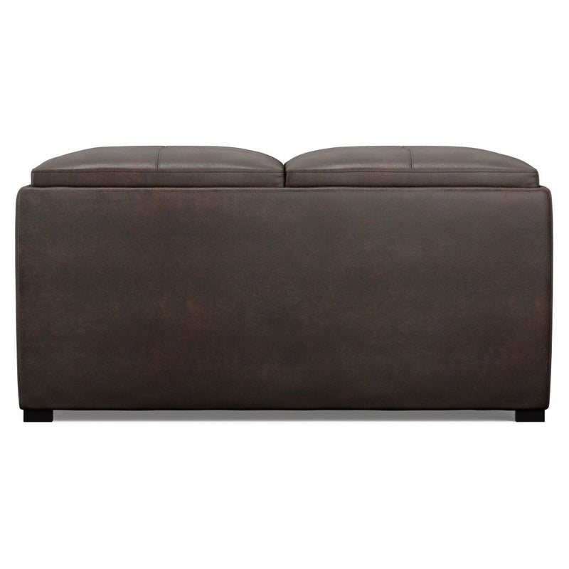 Leather Cocktail Ottoman With Storage - Brown & Black