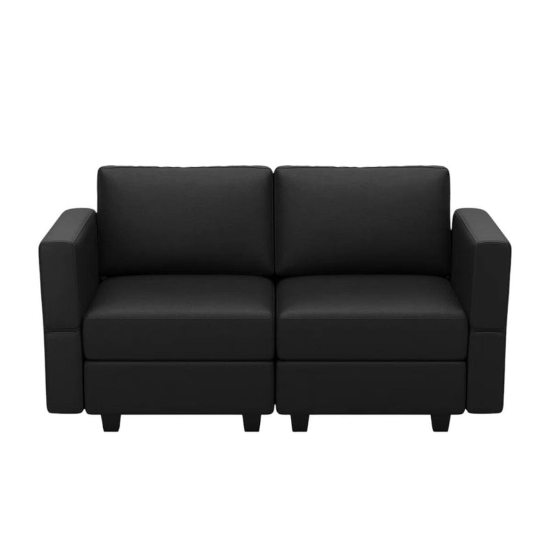 Faux Leather Loveseat With Storage - Black