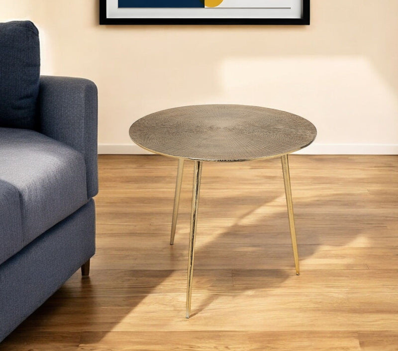 21" Metal Round End Table - Gold
