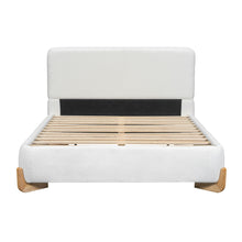 Load image into Gallery viewer, Elegant Boucle Upholstered Bed With Solid Wood Feet

