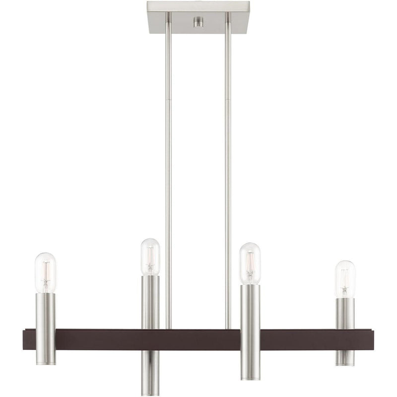 24'' Four Light Dimmable Chandelier With Shades - Bronze