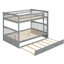 Load image into Gallery viewer, Full over Full Bunk Bed with Twin Size Trundle, Convertible Beds, Gray
