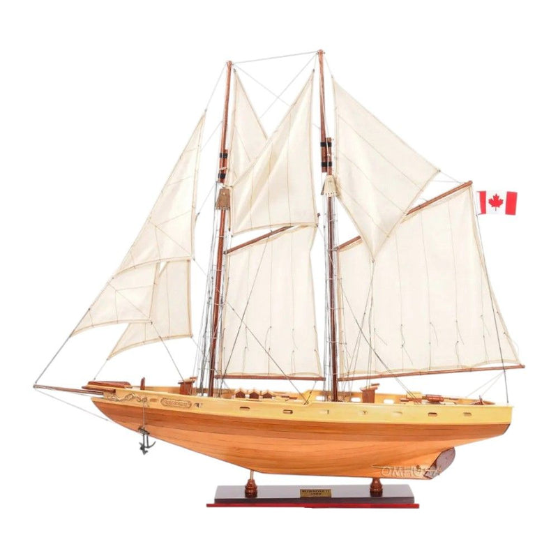 Hand Painted Bluenose II Model Boat - Brown / Blue