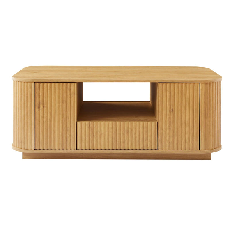 Oval Block Coffee Table With Storage - Natural