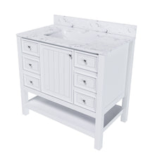 Load image into Gallery viewer, 37&quot; Bathroom Vanity, Multi Functional Cabinet With Doors And Drawers, Frame, Single Faucet Hole - White
