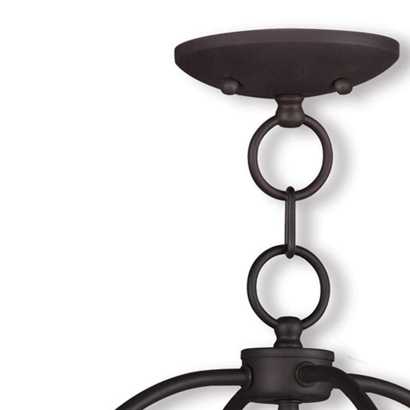 15" Four Light Metal Dimmable Chandelier With Shades - Bronze