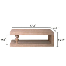 Load image into Gallery viewer, Rustic Solid Wood Coffee Table With Open Shelf, Modern Farmhouse Design - Light Natural / Natural
