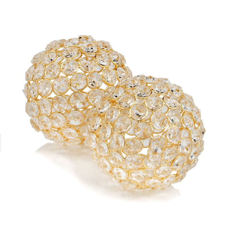 Polished Spheres In Brilliant Shiny Luster Finished Golden Frame (Set of 2) - Gold