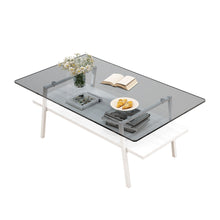 Load image into Gallery viewer, Rectangle Coffee Table, Tempered Glass Tabletop With Metal Legs
