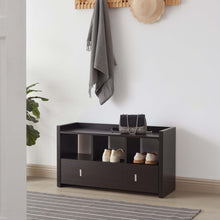 Load image into Gallery viewer, Shoe Entry Bench With Three Shelves, One Drawer With Divided Compartment
