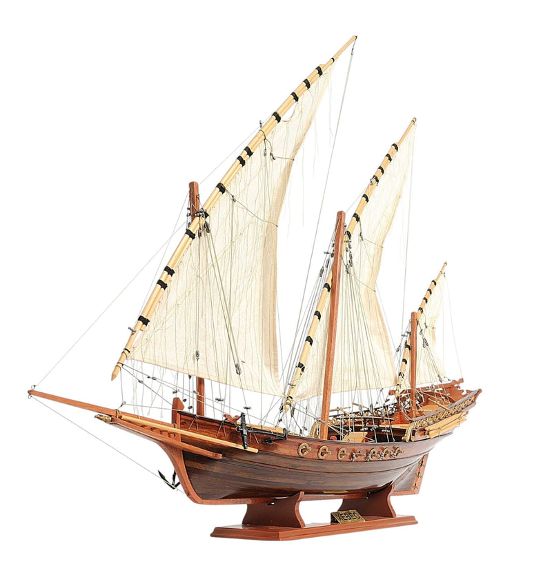 Boat Hand Painted Sculpture (364268) - Brown