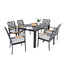 Load image into Gallery viewer, Outdoor Patio Furniture Dining Set With Sunbrella Fabric, Rectangular Table With Umbrella Hole
