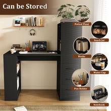 Load image into Gallery viewer, Computer Desk With 4 In 1 Socket &amp; 3 Drawers, 4 Tier Shelves
