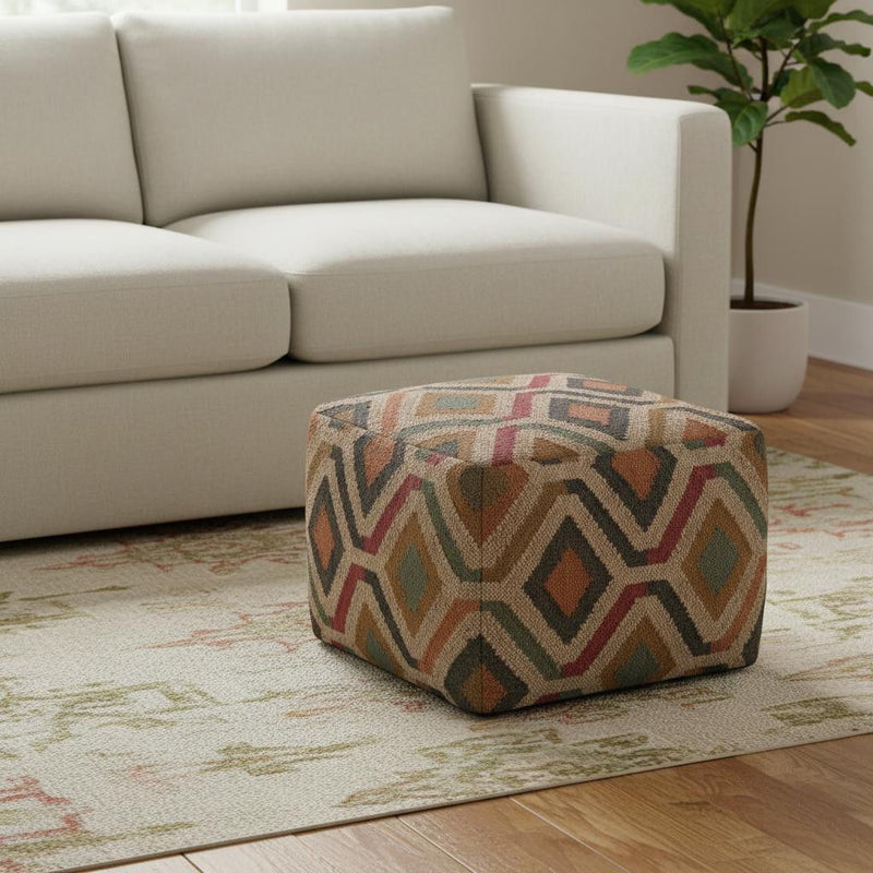 Jute Pouf Ottoman - Blue