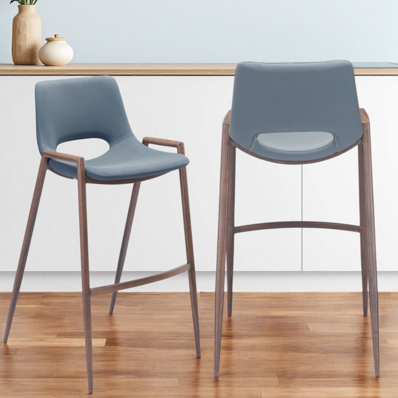 Steel Low Back Bar Height Bar Chairs (Set of 2) - Gray And Brown
