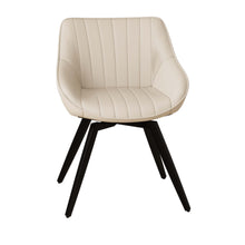 Load image into Gallery viewer, Round Coffee Table With 2 Dining Chairs Set, Ring Striped Design - Beige / Wood
