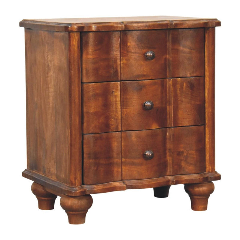 Solid Wood Three Drawer Nightstand (755328) - Chestnut