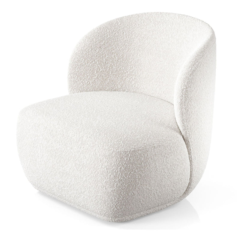 Boucle Mod Wingback Chair - White